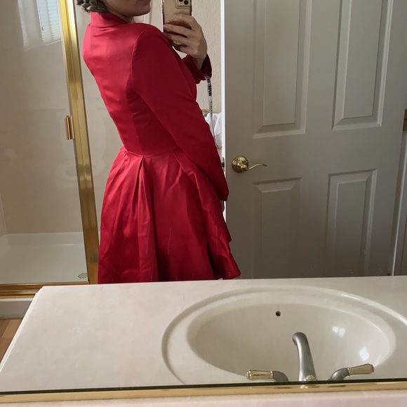 House of CB, 'Simoneta' Red satin tailored jacket dress, Size XS - Picture 8 of 11